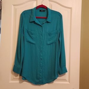 Green sheer button down blouse by Ana size L